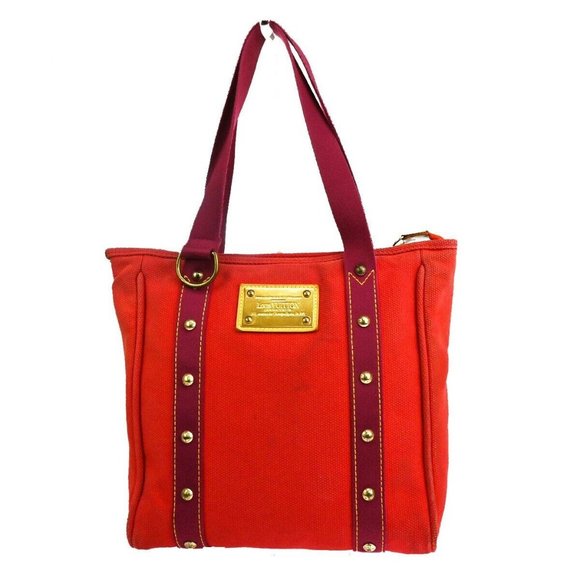 LOUIS VUITTON Cabas MM Shoulder Bag Antigua Canvas Leather - Picture 1 of 16